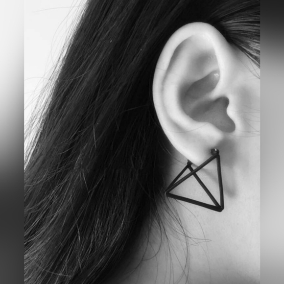 NEW Black Geometric Triangle Earrings With Black Gift Box📦 - Picture 4 of 5